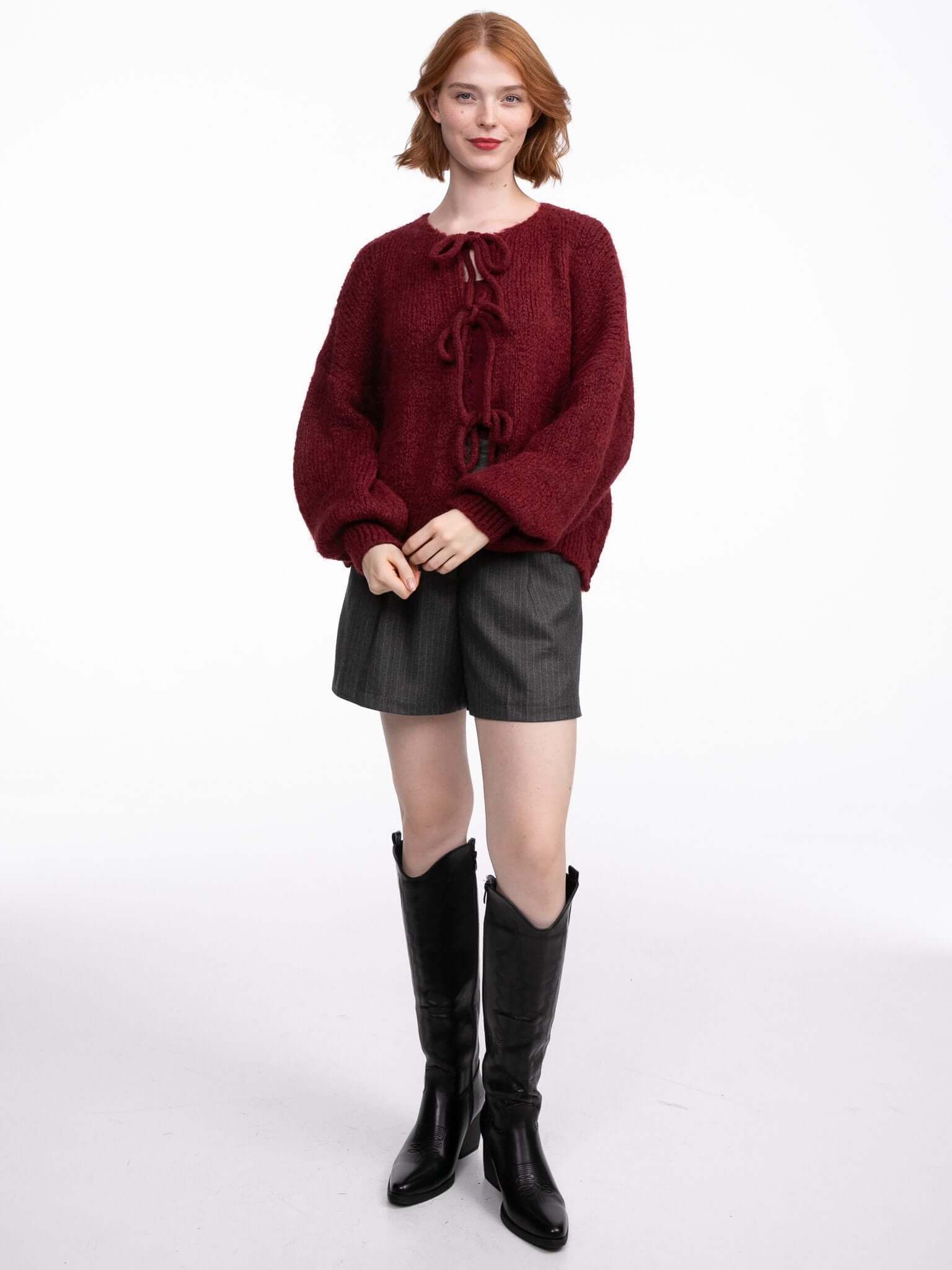 Bow-Cardigan "Iliya" in Burgundy