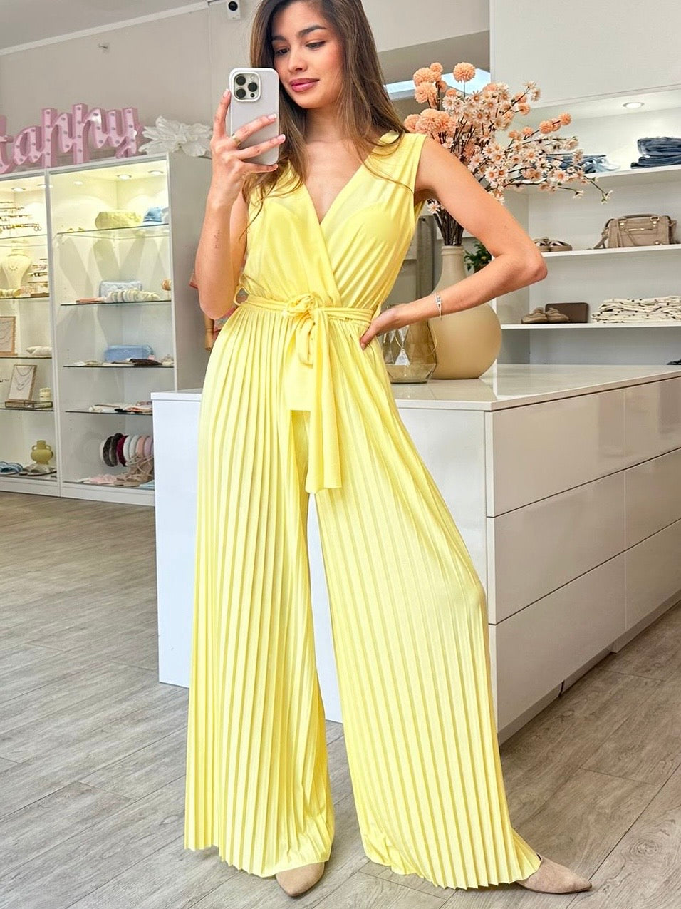 Plissee-Overall "Yuna" in Yellow