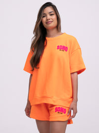 Kurzarm Sweater "Soho" in Orange