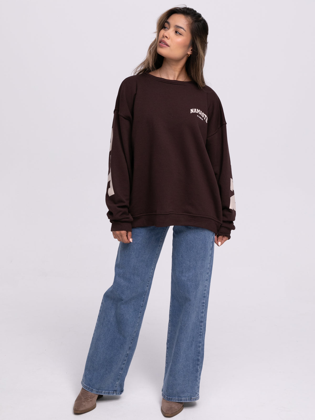 Sweater "Namaste" in Braun