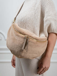 Bauchtasche mit Fell "Neo" in Taupe