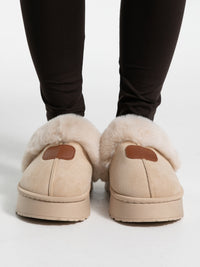 Plateau Boots mit Fell "Babe" in Creme