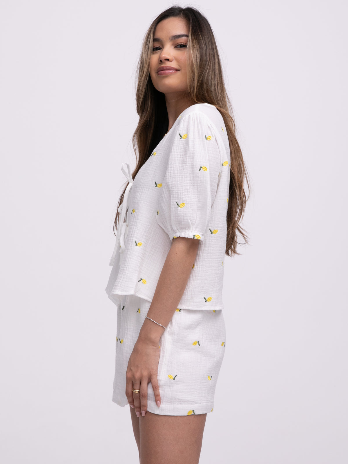 Musselin-Bow-Bluse "Lemon"