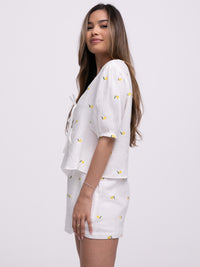 Musselin-Bow-Bluse "Lemon"