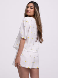 Musselin-Bow-Bluse "Lemon"