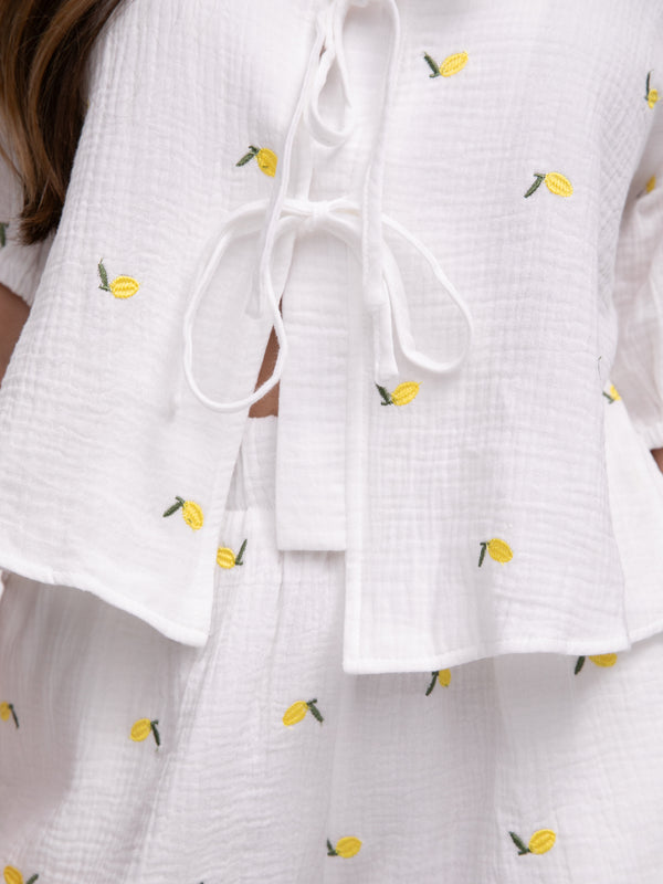 Musselin-Bow-Bluse "Lemon"