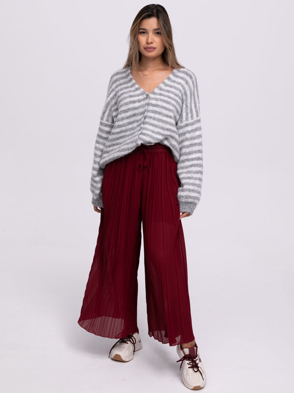 Plisseehose "Liliane" in Burgundy