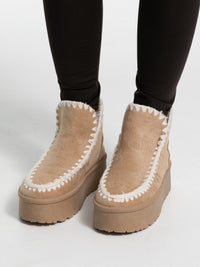 Plateau Boots mit Fell "Chiara" in Beige