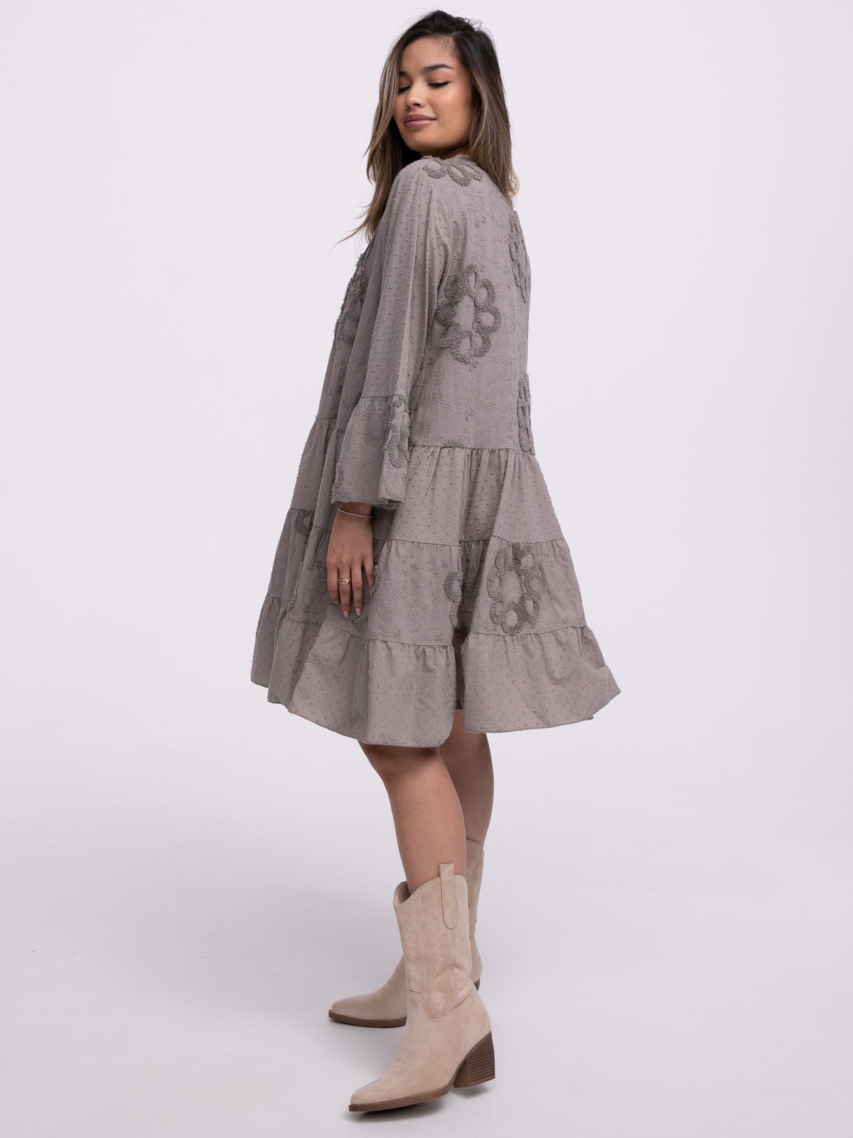 Baumwollkleid "Holly" in Taupe