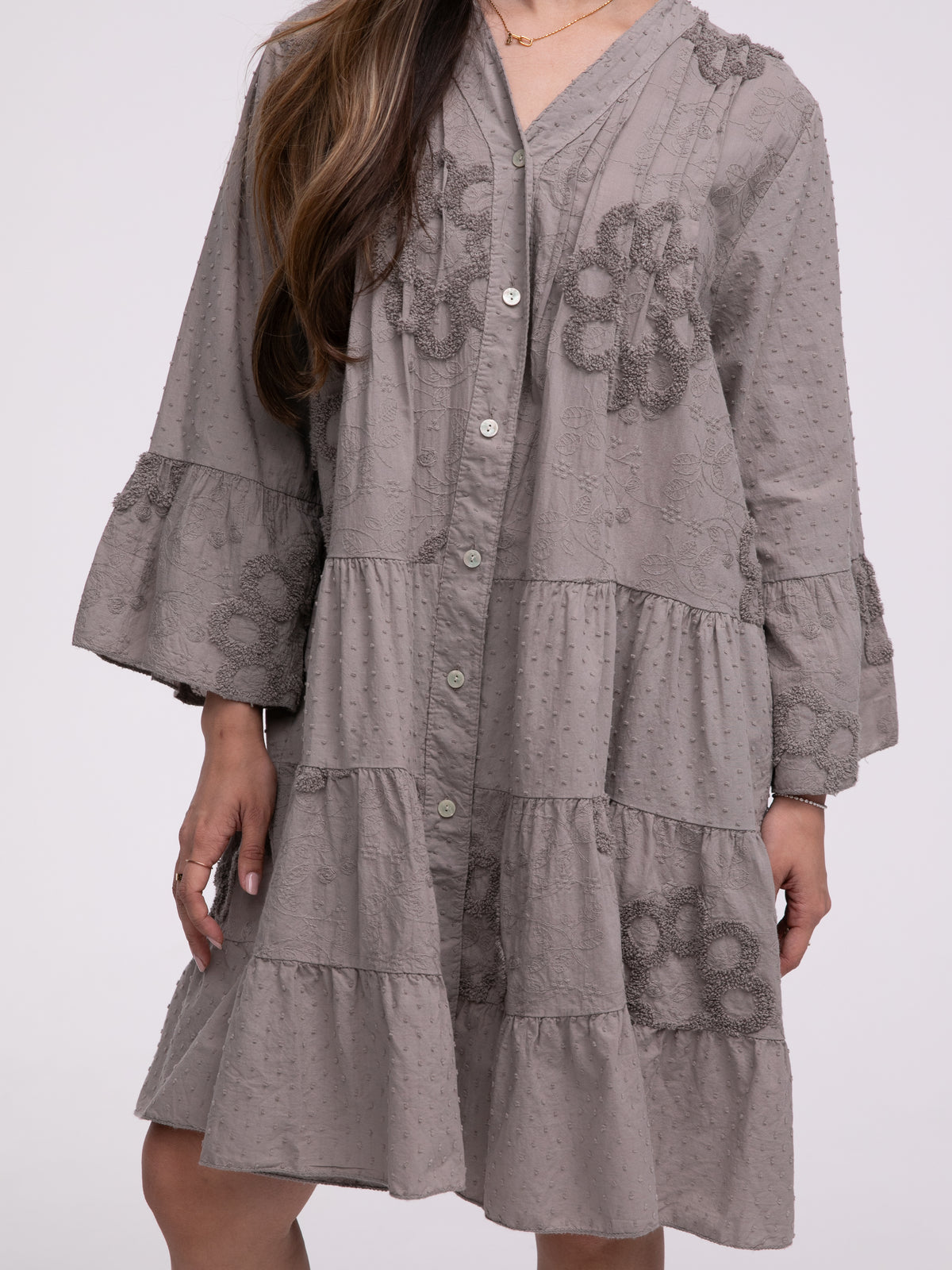 Baumwollkleid "Holly" in Taupe