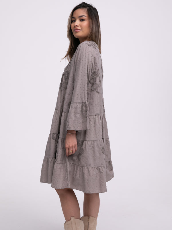 Baumwollkleid "Holly" in Taupe