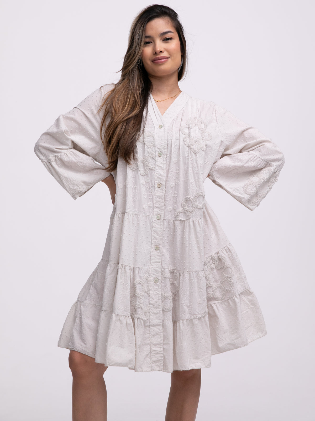 Baumwollkleid "Holly" in Creme