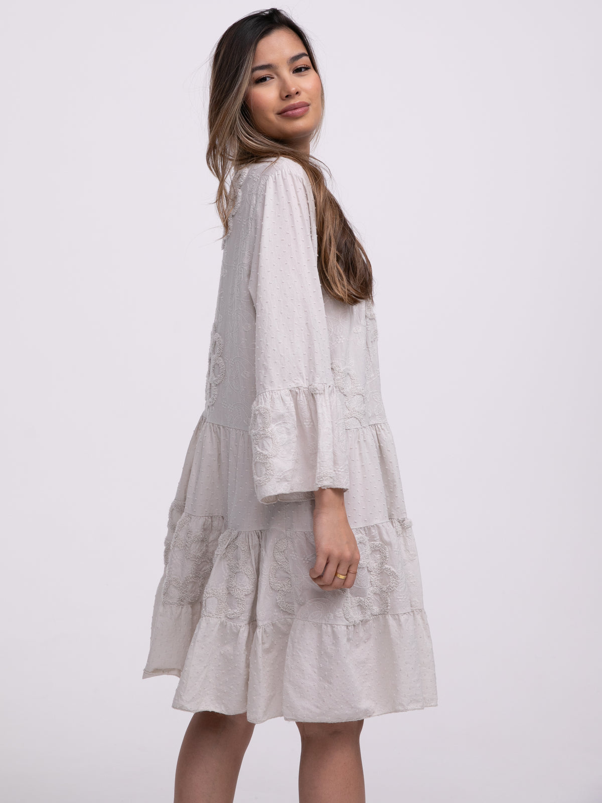 Baumwollkleid "Holly" in Creme