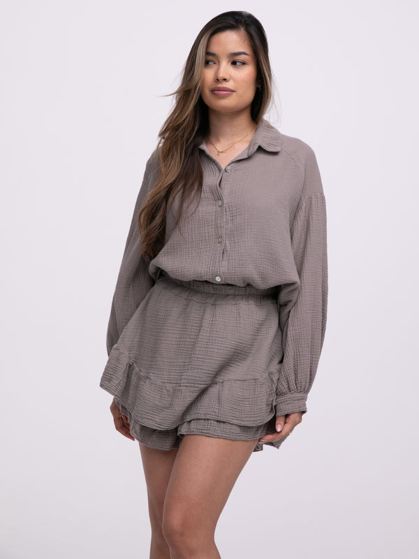 Musselin-Bluse "Wanda" in Taupe