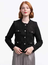 Boucléjacke "Leslie" in Schwarz