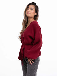 Wickelpullover "Lissy" in Burgundy