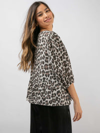 Bow-Musselin-Bluse "Anka" in Leo