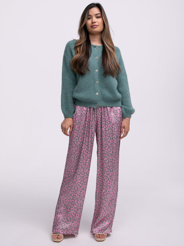 Satinhose „Sydney“ in Leo Rosa/Grün