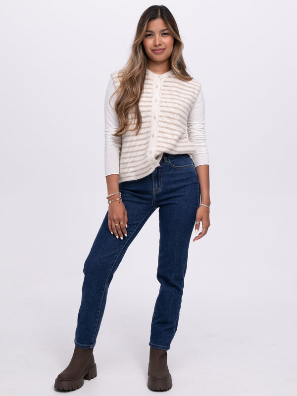 Weste "Dinah" in Creme gestreift