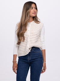 Weste "Dinah" in Creme gestreift