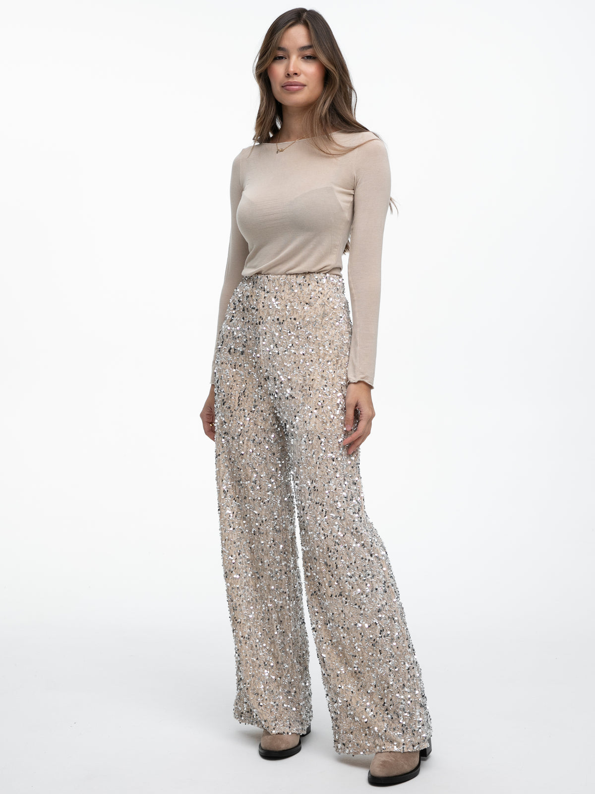 Pailletten Hose "Glitter" in Creme