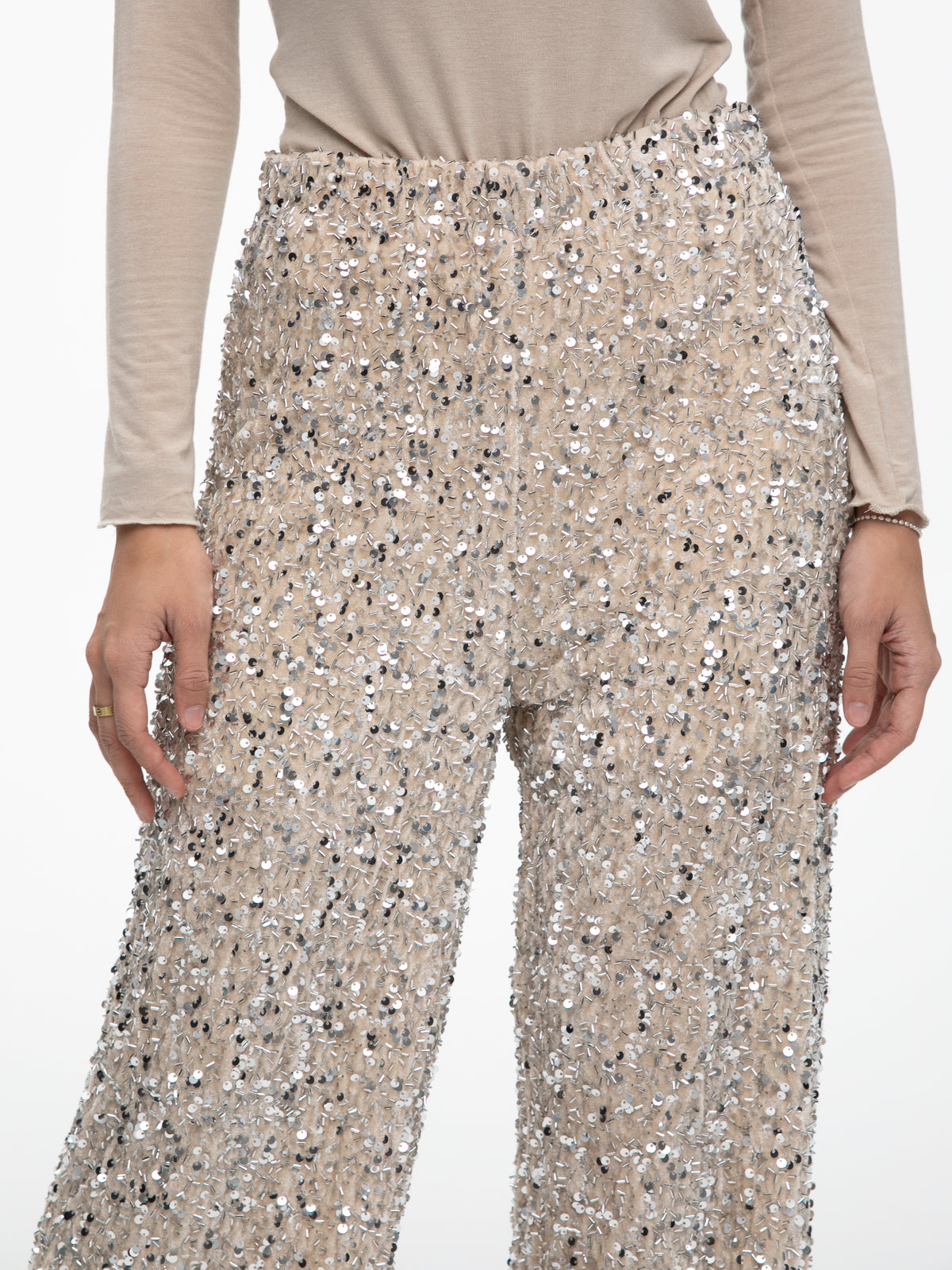 Pailletten Hose "Glitter" in Creme