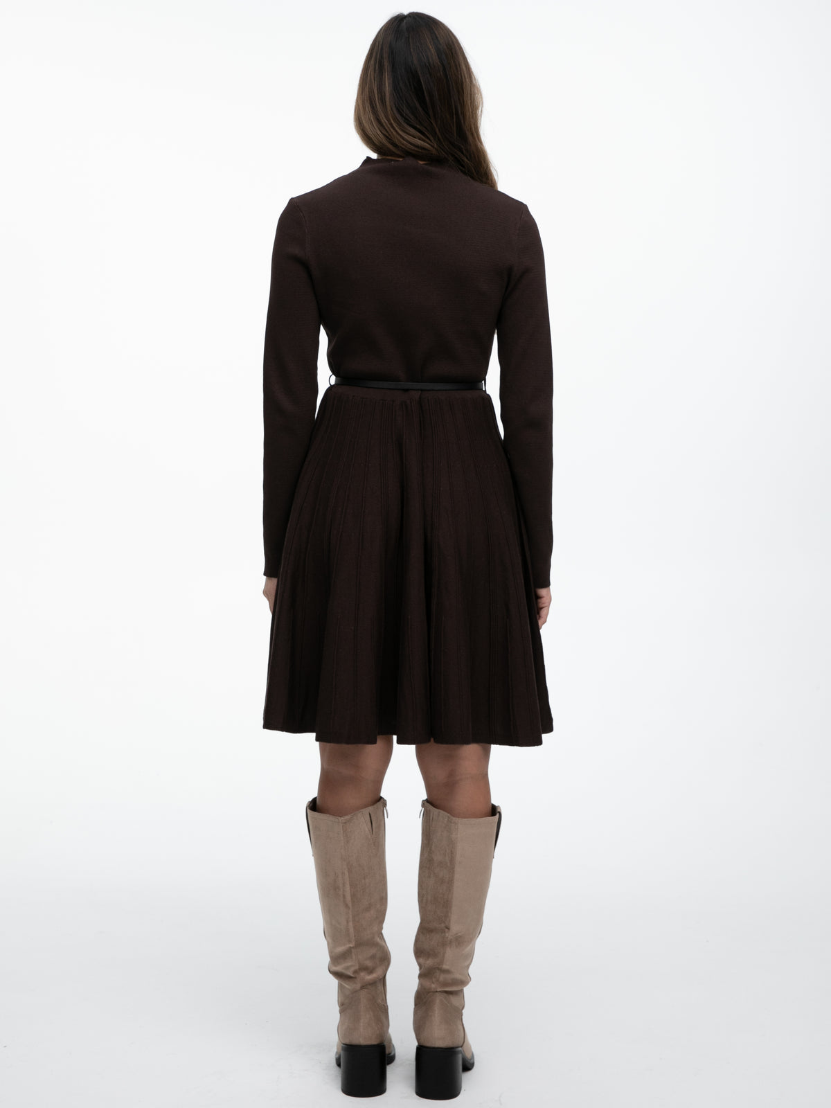 Kurzes Plissiertes Kleid "Valencia" in Braun