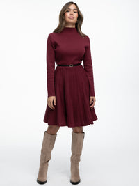 Kurzes Plissiertes Kleid "Valencia" in Burgundy