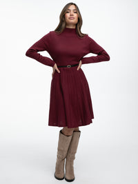 Kurzes Plissiertes Kleid "Valencia" in Burgundy