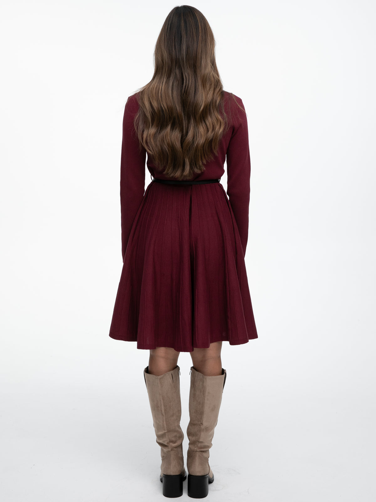Kurzes Plissiertes Kleid "Valencia" in Burgundy