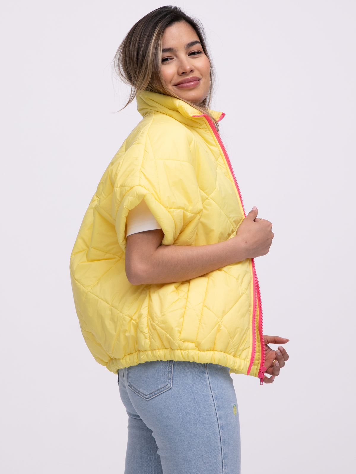 Oversized-Weste "Liane" in Gelb