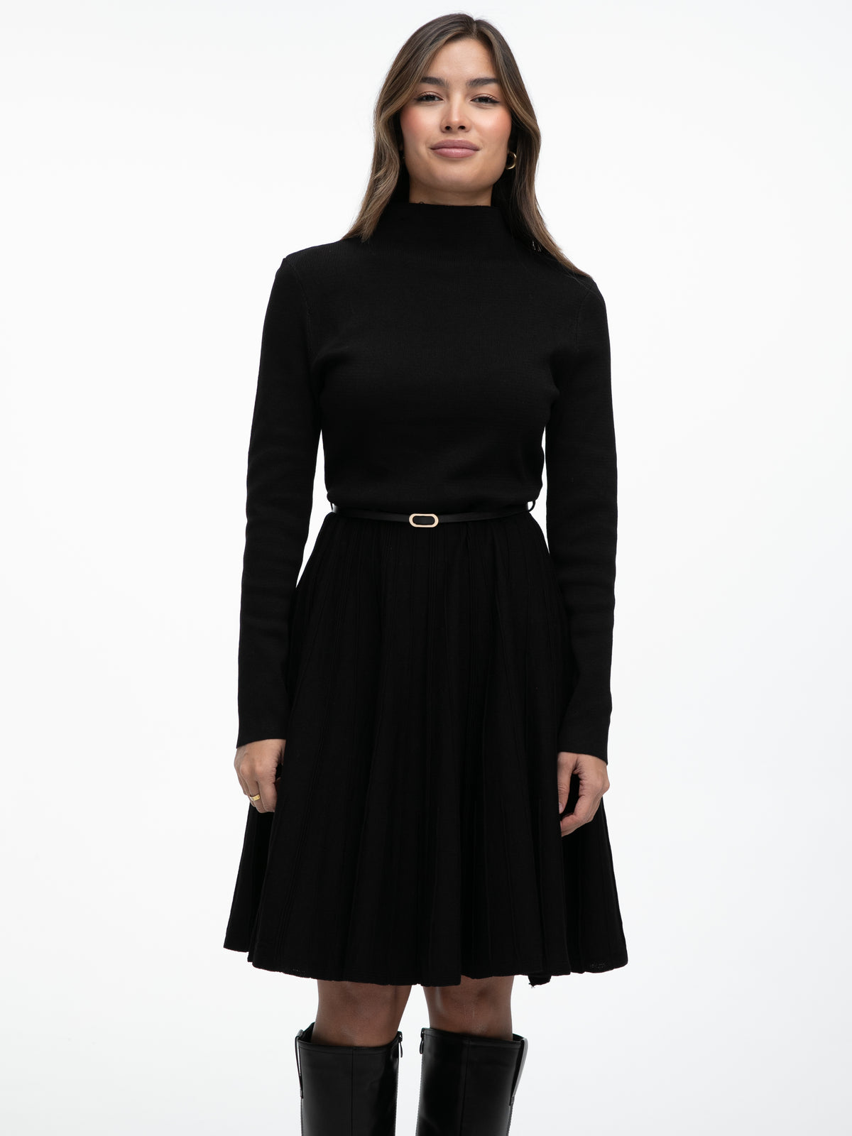 Kurzes Plissiertes Kleid "Valencia" in Schwarz