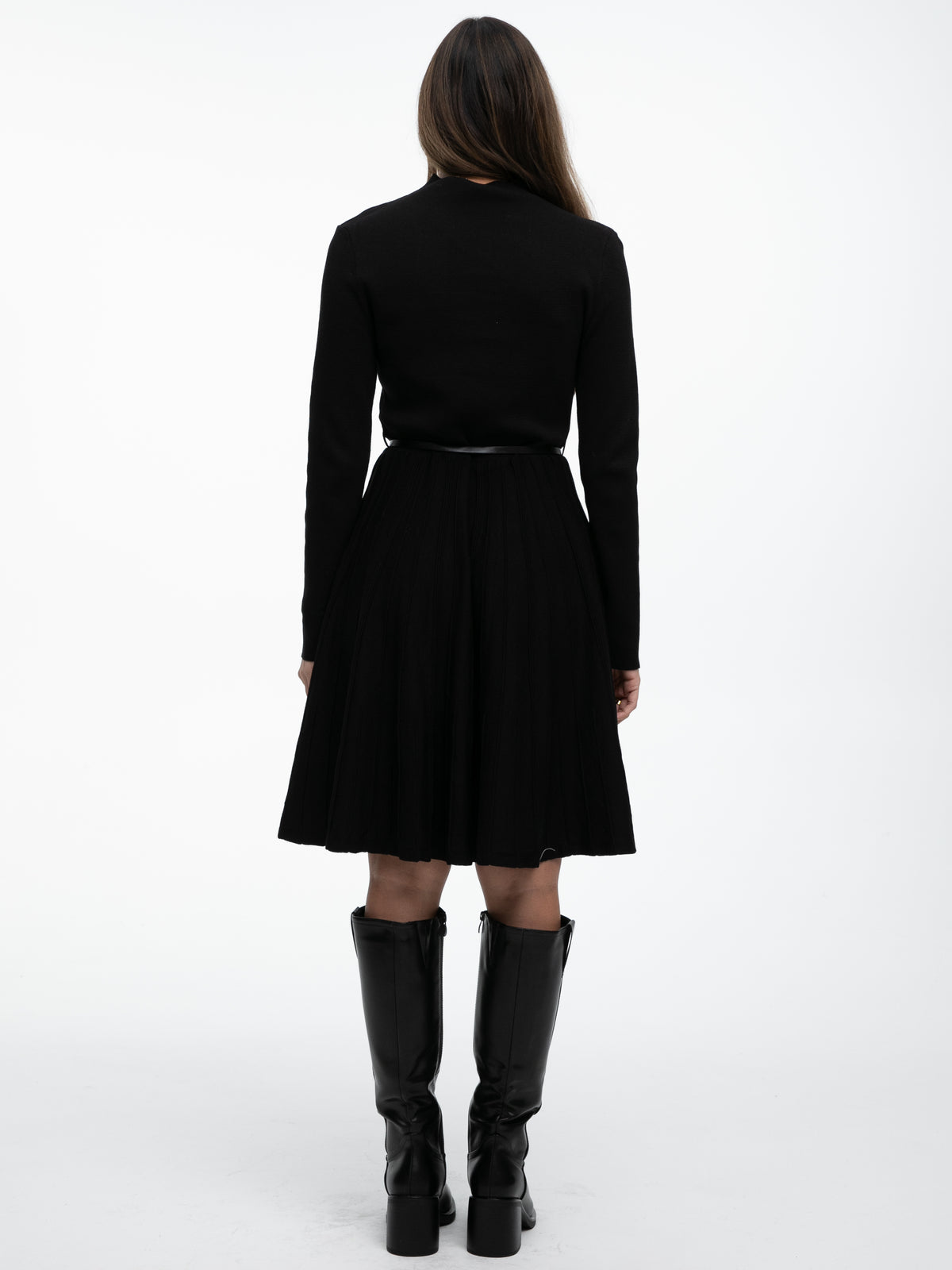 Kurzes Plissiertes Kleid "Valencia" in Schwarz