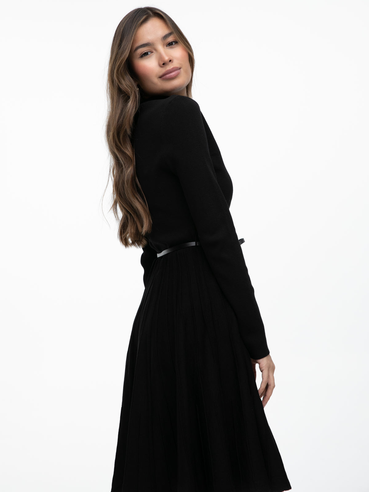 Kurzes Plissiertes Kleid "Valencia" in Schwarz