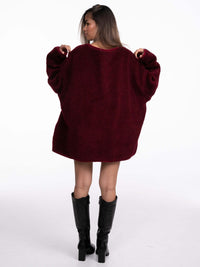 Leichte Teddyjacke "Alice" in Burgundy