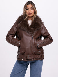 Lederimitat-Jacke "Lazy" in Braun