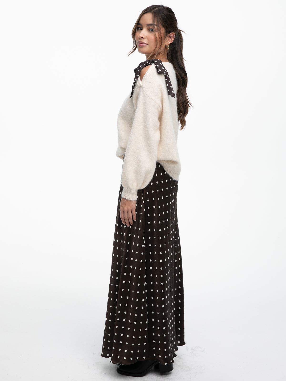 Satin-Rock „Carmen Long“ in Braun