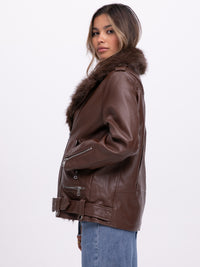 Lederimitat-Jacke "Lazy" in Braun