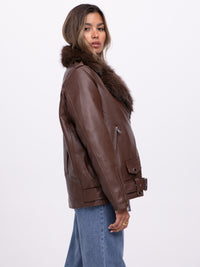 Lederimitat-Jacke "Lazy" in Braun