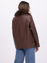 Lederimitat-Jacke "Lazy" in Braun