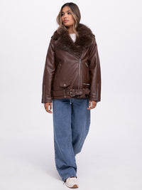 Lederimitat-Jacke "Lazy" in Braun