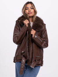 Lederimitat-Jacke "Lazy" in Braun