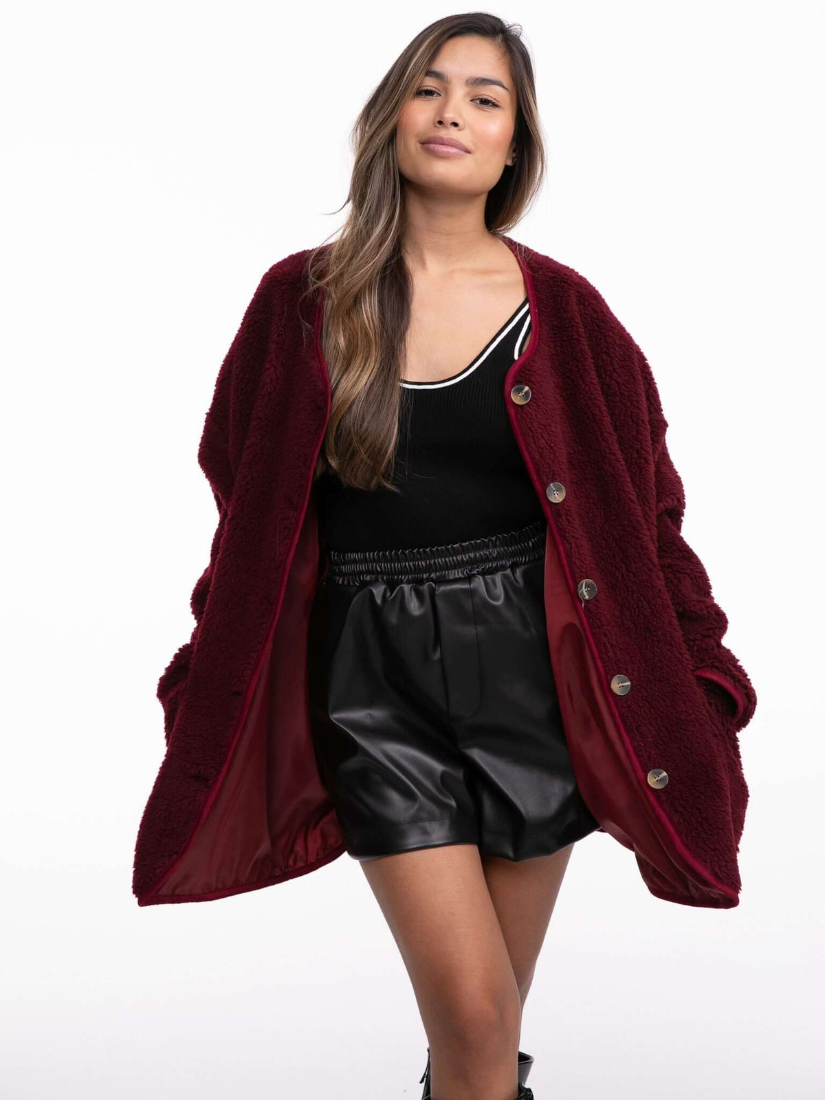 Leichte Teddyjacke "Alice" in Burgundy