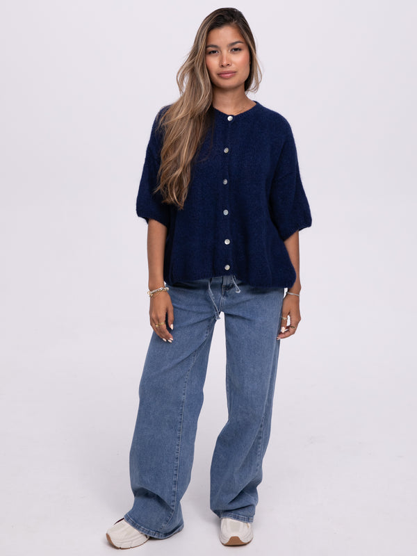 Kurzarm-Cardigan "Lara" in Blau