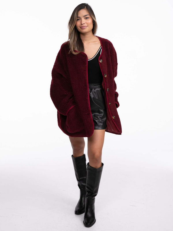 Leichte Teddyjacke "Alice" in Burgundy