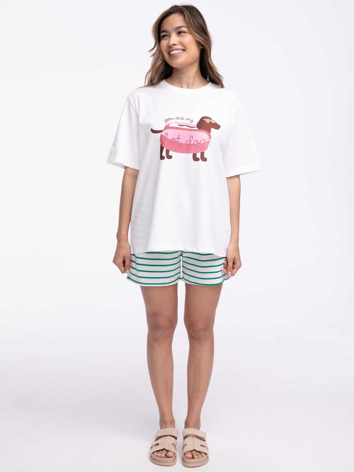 T-Shirt "Hot Dog" in Weiß
