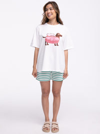 T-Shirt "Hot Dog" in Weiß