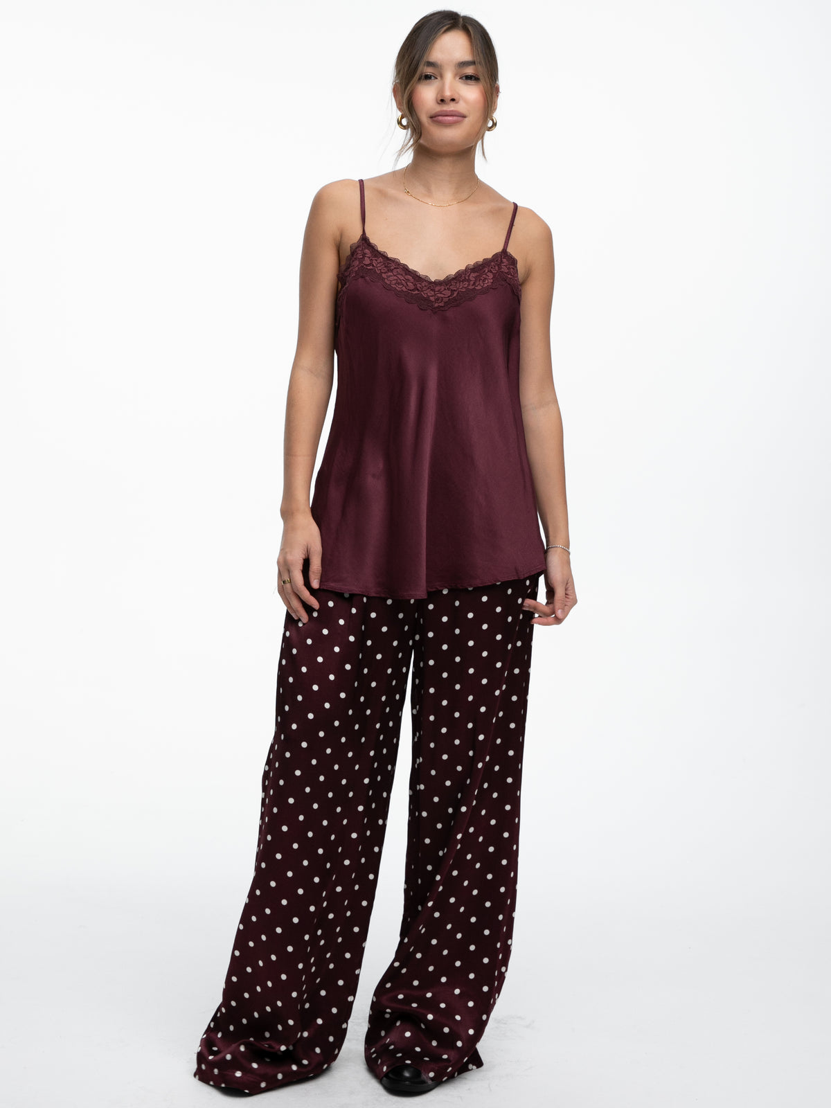 Satin-Hose „Cara“ in Burgundy