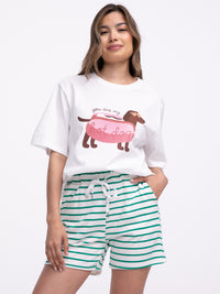 T-Shirt "Hot Dog" in Weiß