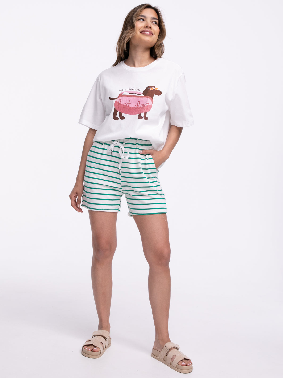 T-Shirt "Hot Dog" in Weiß
